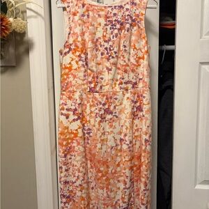 Ann Taylor Orange and Purple Midi Dress